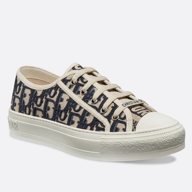 Dior Walk'n'Dior Sneakers In Blue Oblique Embroidered Cotton DSS53314